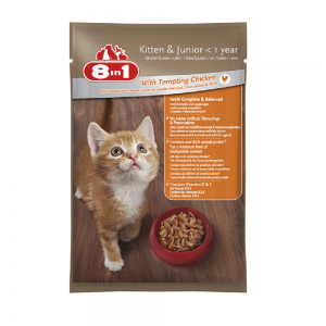 מזון רטוב (פאוץ’) מלא ומאוזן לגורי חתולים וחתולים צעירים עם בשר עוף